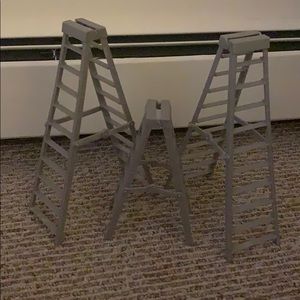 3 toy wrestling figure ladders